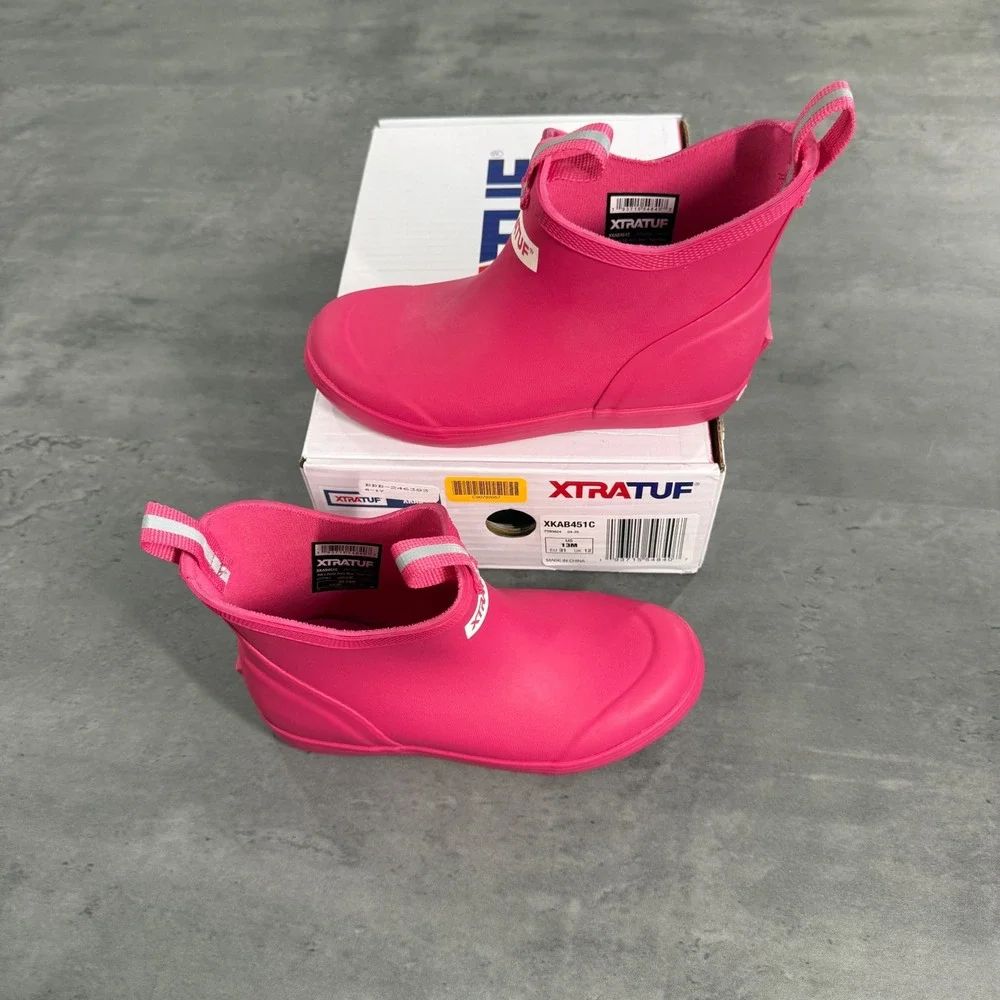 XTRATUF Ankle Deck Boot Kids 13M Neon Pink Waterproof Rubber XKAB451C Rain Boots